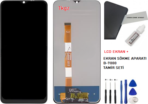 - Vivo Y15S Uyumlu Lcd Ekran Dokunmatik Orijinal + B-7000 + TAMİR SETİ