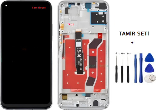 - Huawei P40 Lite Uyumlu Lcd Ekran Dokunmatik Orijinal ÇITALI GÜMÜŞ + TAMİR SETİ