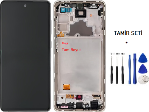 Samsung Galaxy A72 - SM-A725 Uyumlu Lcd Ekran Dokunmatik SERVİS Orijinali ÇITALI BEYAZ + TAMİR SETİ