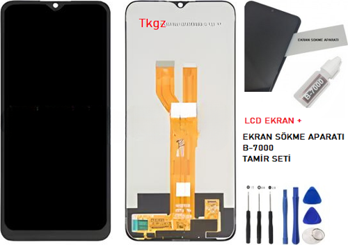 Oppo Realme C21 Uyumlu Lcd Ekran Dokunmatik SERVİS Orijinali + B-7000 + TAMİR SETİ
