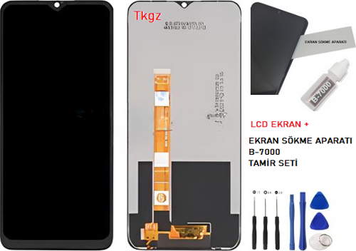 Oppo Realme 5İ Uyumlu Lcd Ekran Dokunmatik SERVİS Orijinali + B-7000 + TAMİR SETİ