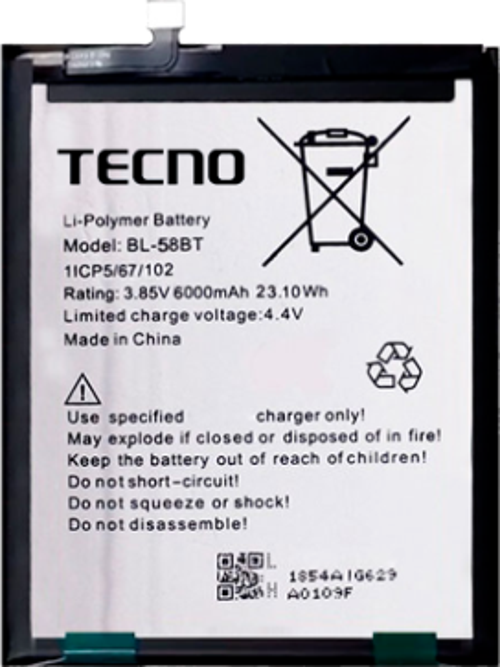 Tecno Spark 6 Air Uyumlu Batarya Pil Sıfır Orijinal