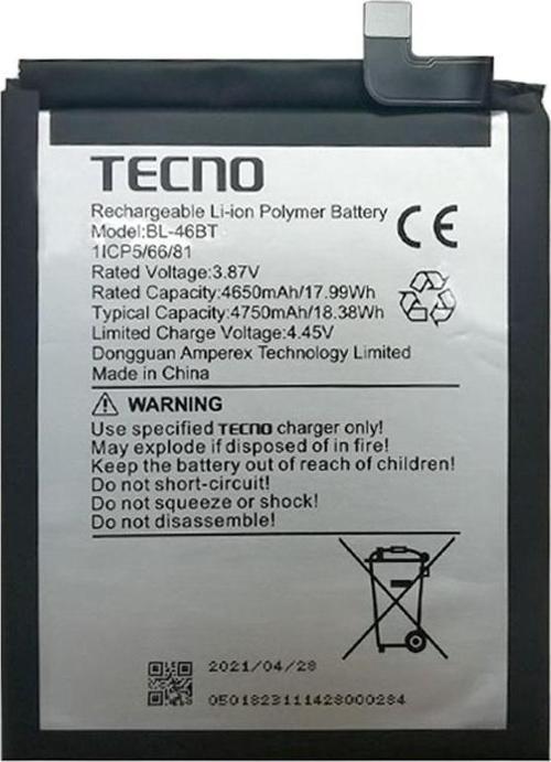 Tecno Camon 18 PRIMER Uyumlu Batarya Pil Sıfır Orijinal