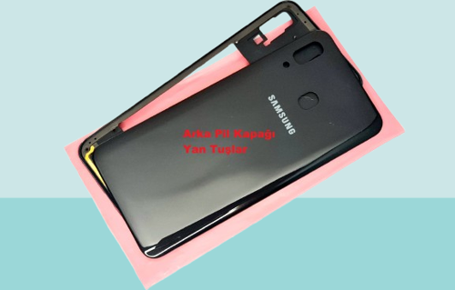 Samsung Galaxy A20 A 205 Uyumlu FULL KASA Arka Kapak Batarya Kapağı - SİYAH