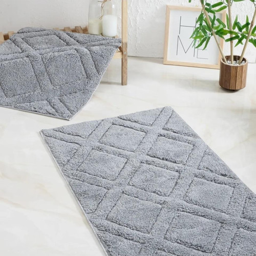 Home Elly Tafting 2 li Banyo Paspası 60x100-50x60 Cm-Antrasit