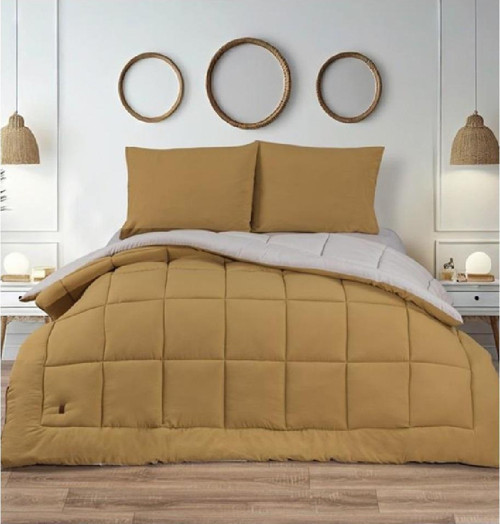 Home Softy Comfort Yorgan Seti 4 Parça-Gri/Hardal
