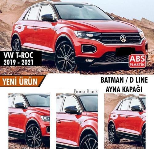 Volkswagen T-Roc Uyumlu 2019 Sonrası Batman Yarasa Ayna Kapağı (Parlak Siyah)