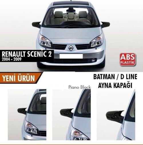 Renault Scenic Uyumlu 2 (2004-2009) Sonrası Batman Yarasa Ayna Kapağı (Piano Black)