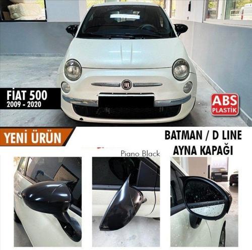 Fiat 500 Uyumlu (2009-2020) Batman Yarasa Ayna Kapağı (Parlak Siyah)