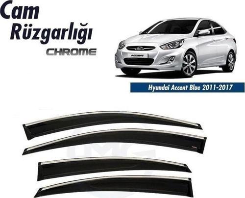 Hyundai Accent Uyumlu Blue 2011 - 2017 Cam Rüzgarlığı Kromlu Sunplex