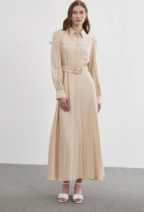Safari Bej Elbise E-0395