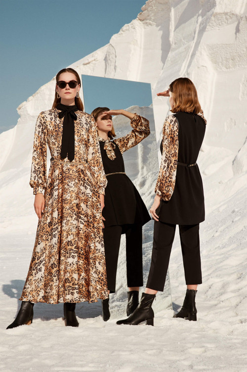 Leopar Desenli Uzun Elbise E-0273