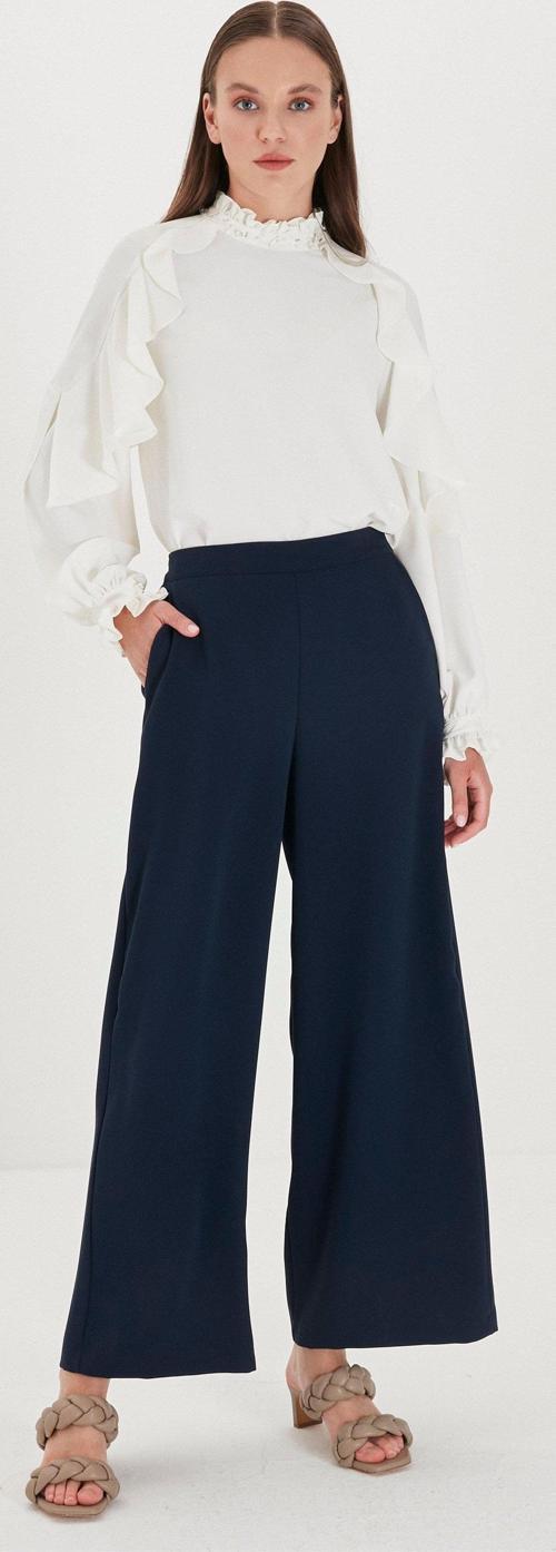 Bol Paça Lacivert Kumaş Pantolon P-0013