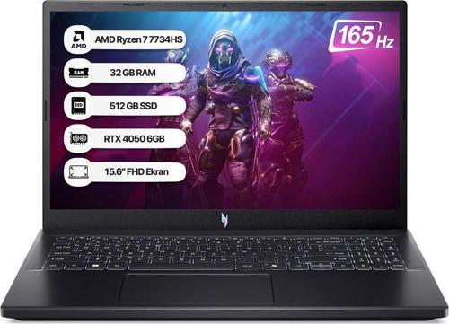 Nitro V15 NH.QSGEY.004-32 R7 7735HS 32GB 512GB SSD RTX4050-6GB Freedos 165Hz 15.6" Taşınabilir Bilgisayar