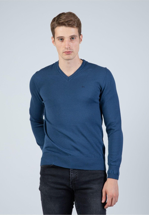 Erkek V Yaka Indigo Kazak Indigo L