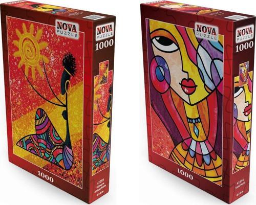 2x1000 Parça Süslü Kız ve Afrikalı Kadın Puzzle