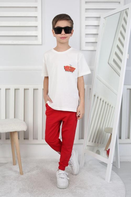 Mickey Taş Devri Baskılı T-Shirt-Eşofman Çocuk Takım