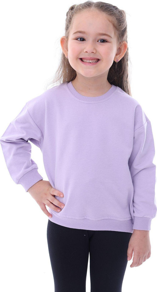 Basic Düz Renk Lila Fırçalı Yumuşak %100 Pamuk Sweatshirt