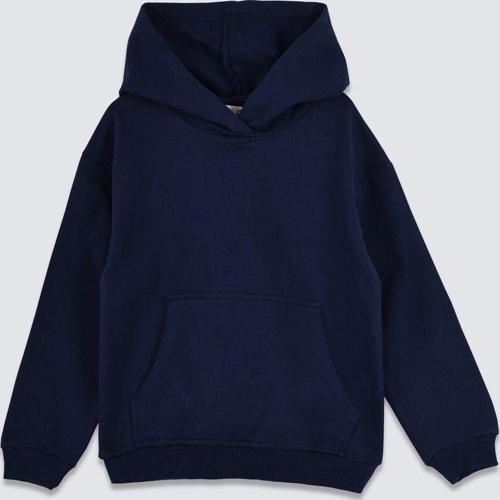 Basic Kapüşonlu Şardonlu Kanguru Cep Detaylı Çocuk Sweatshirt 3-10 Yaş Lacivert