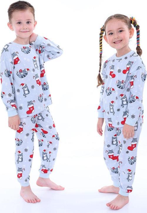 Yılbaşı Temalı Kedili Kız Çocuk Pijama Takımı