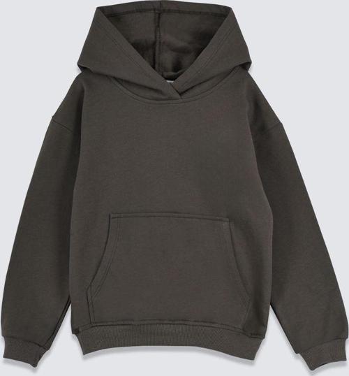 Basic Kapüşonlu Şardonlu Kanguru Cep Detaylı Çocuk Sweatshirt 3-10 Yaş Haki
