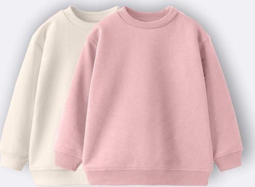 2'li Basic Şardonlu Çocuk Sweatshirt 3-10 Yaş Pudra-Krem