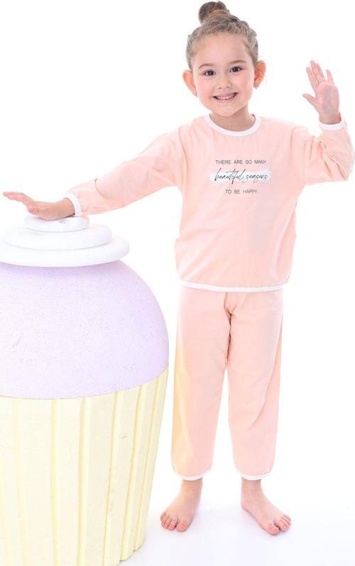 Somon Beautiful And Happy Desenli Kız Çocuk Pijama Takımı
