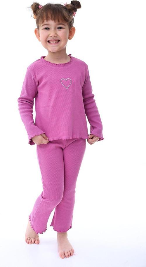 Kaşkorse Fırfırlı Nakış Detaylı Kız Çocuk Takım (Alt-Üst) Fuşya 3-8 Yaş