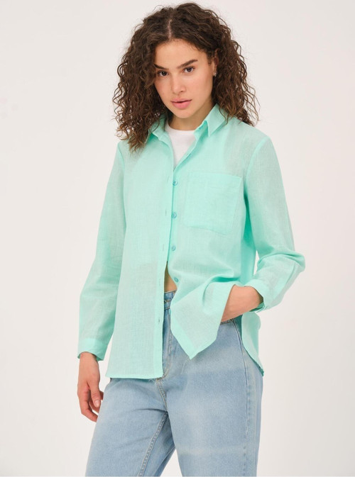 Kadın Keten Gömlek - 603 Mint S