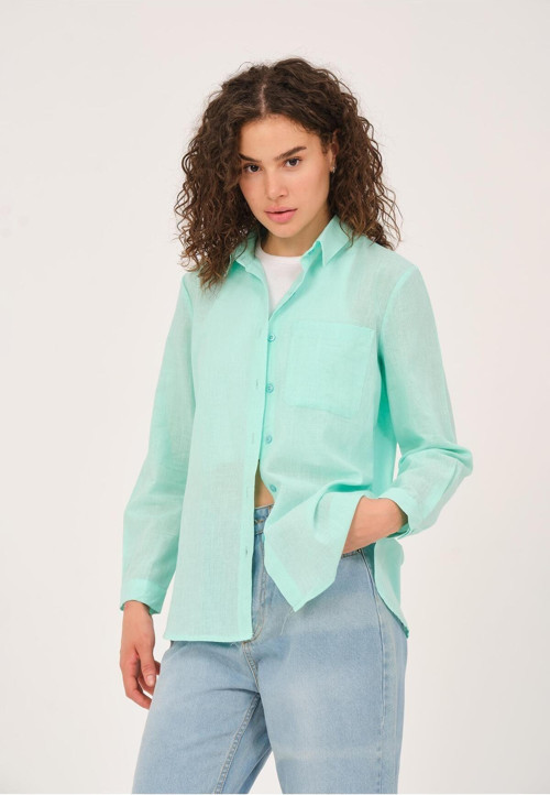 Kadın Keten Gömlek - 603 Mint XL
