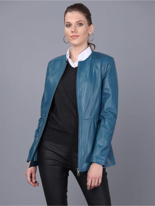 Kadın Petrol Mavi Deri Ceket Bm03 Petrol XL