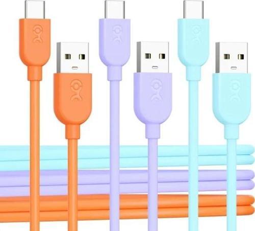 Extreme Esnek Kısa USB A'dan USB C'ye Kablo (3 Adet) Multicolored