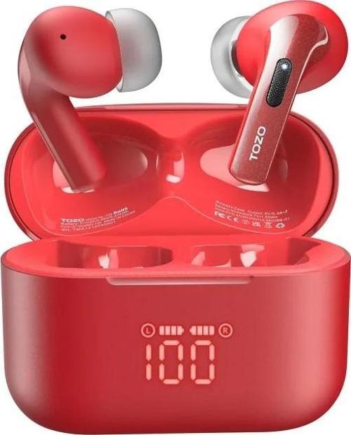T20 LED Dijital Ekranlı Kablosuz Bluetooth Kulaklık Kırmızı