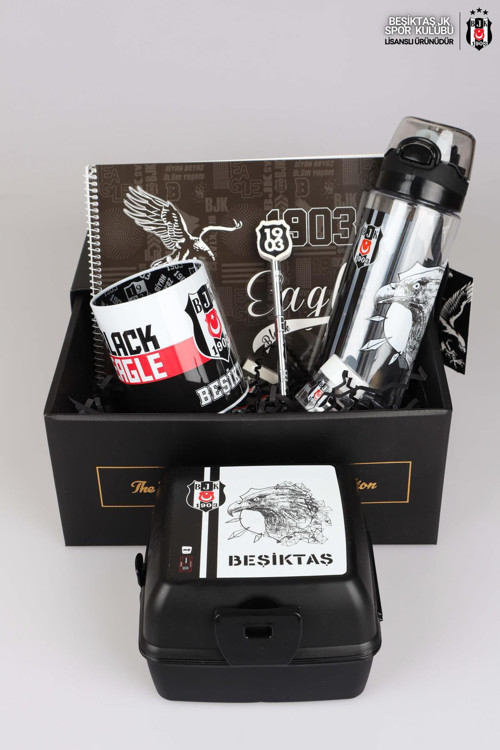 DEKOMUS GIFT BOX ÖZEL KUTULU BEŞİKTAŞ BESLENME KABI VE 500 ML TRITAN MATARA İLE KIRTASİYE SETİ