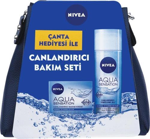 Canlandırıcı Bakım Seti Çanta Hediyeli Aqua Yüz Temizleyici Jeli 200 ml + Bakım Kremi 50ml