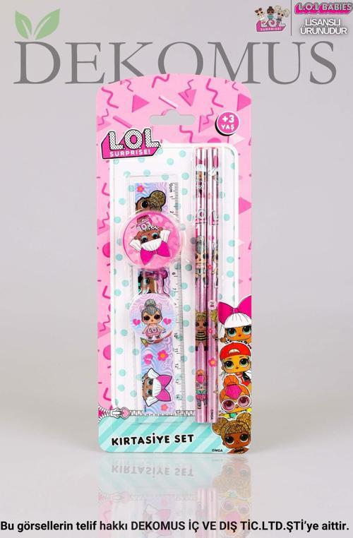 DEKOMUS İLE LİSANSLI LOL SURPRISE 5'Lİ KIRTASİYE SETİ 2 ADET KURŞUN KALEM,CETVEL,SİLGİ VE Kalemtıraş