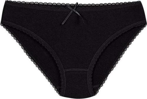 6 Adet Yıldız Bayan Modal Dantelli Bikini Külot Siyah 3901