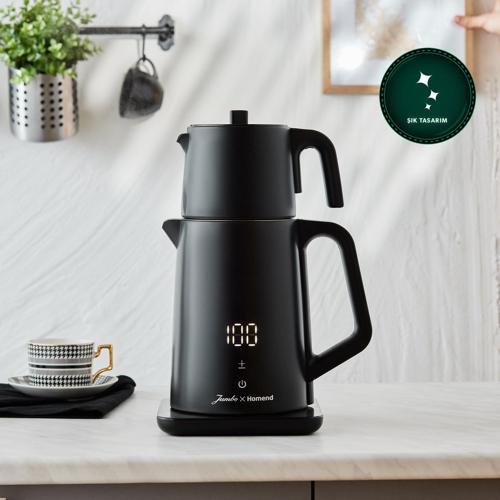 X Homend Royaltea Cooltouch 1792H Siyah Çift Duvarlı Paslanmaz Çelik Çay Makinesi Wifi Ile Kontrol