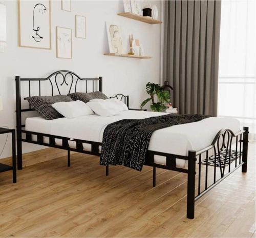 Orkide Çift Kişilik Ferforje Siyah Metal Karyola 160x200