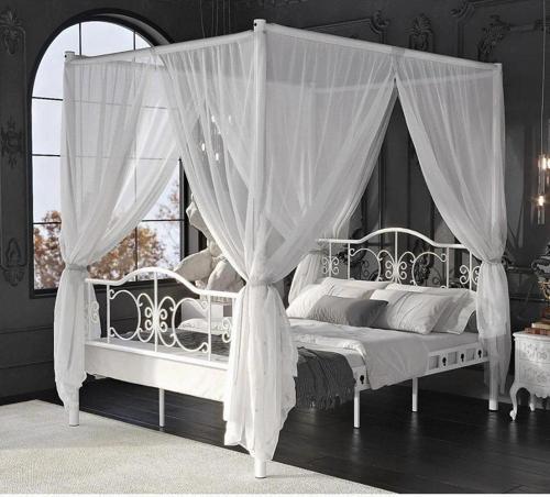 Pero Sultan Çift Kişilik Başlıklı Ferforje Metal Beyaz Karyola (Cibinliksiz) 180x200