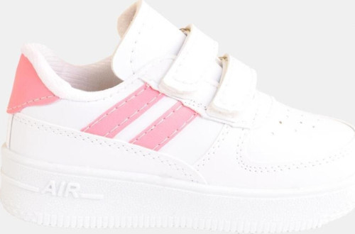 Günlük Unisex Çocuk Şeritli Beyaz Sneaker Cırtlı Hafif Rahat Spor Ayakkabı