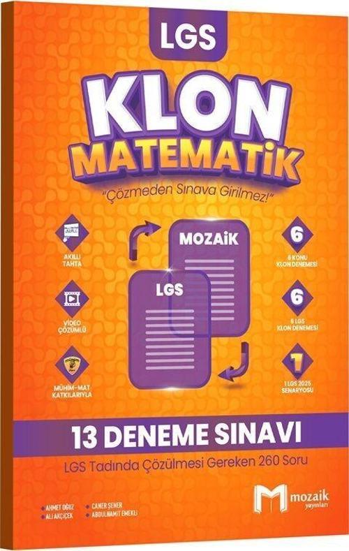 8. Sınıf LGS Matematik Klon 13 Deneme Mozaik Yayınları