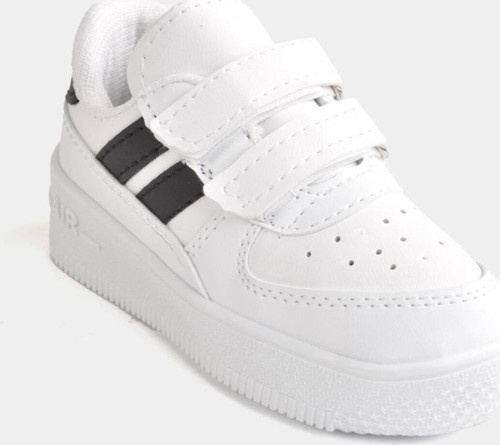 Günlük Unisex Çocuk Şeritli Beyaz Sneaker Cırtlı Hafif Rahat Spor Ayakkabı