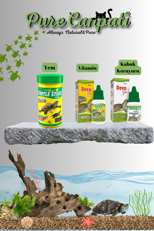 Kaplumbağa Stick Yem Ve Bakım Seti(Vitamin,Kabuk Koruyucu)