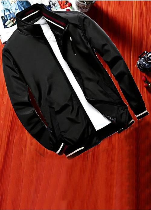 Klasik Fermuarlı Mevsimlik Erkek Mont & Ceket Siyah