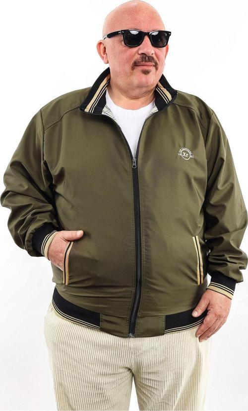 Büyük Beden Nakış Armalı Mevsimlik Erkek Mont & Ceket Yeşil Taba