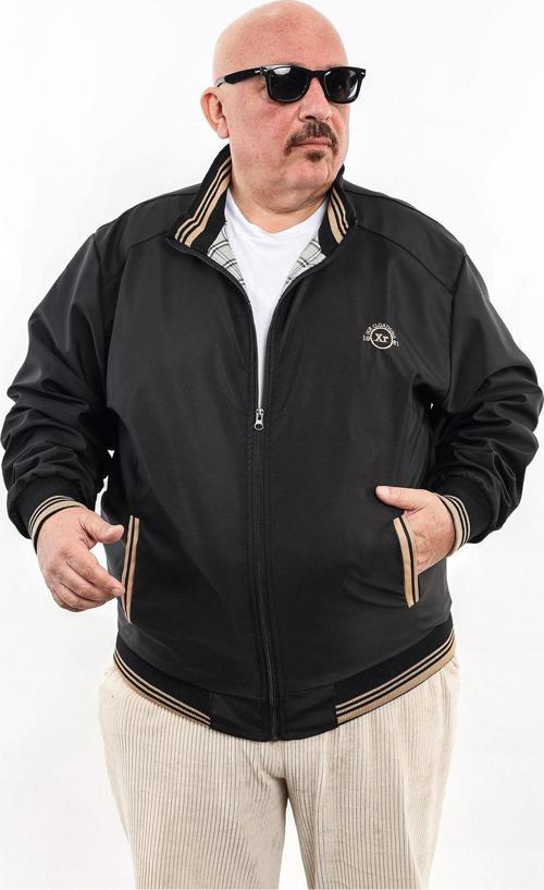 Büyük Beden Nakış Armalı Mevsimlik Erkek Mont & Ceket Siyah