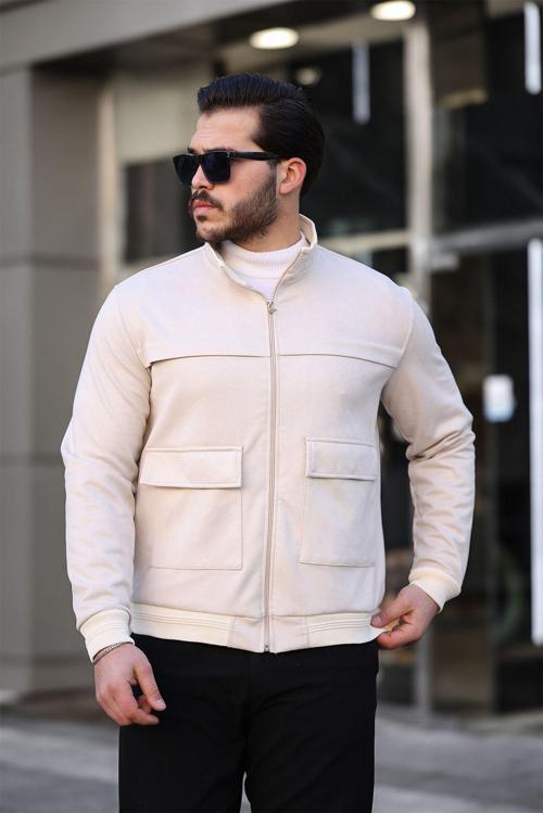 Torba Cepli Nubuk Mevsimlik Erkek Mont & Ceket Krem