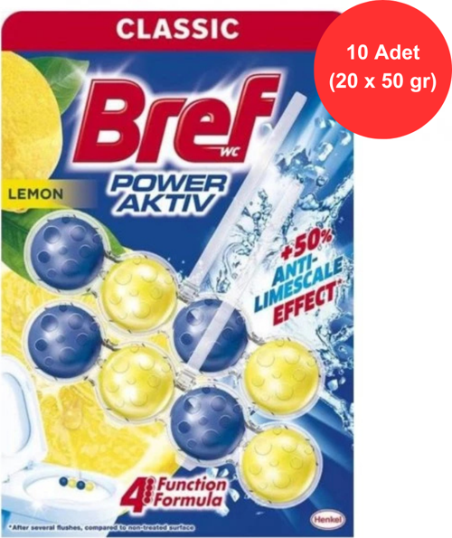 Kokulu Tuvalet Temizleyicisi - Power Aktiv Limon - 10 Adet (20 x 50 gr)