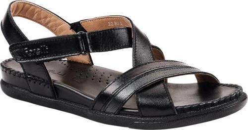 22301-G İlya Siyah Kadın Comfort Deri Sandalet